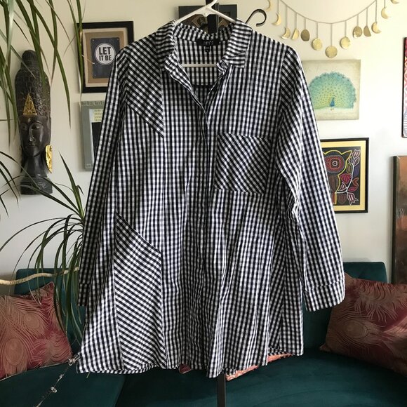 Comfy USA Black and White Checkered Tunic - Picture 1 of 4